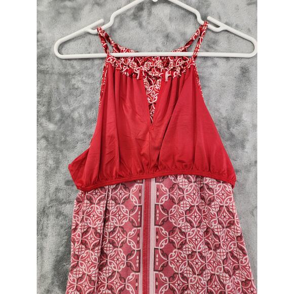 NEW Max Studio Patterned Halter Dress Size S Red Viney Dial Print Shelf Bra - Picture 4 of 12